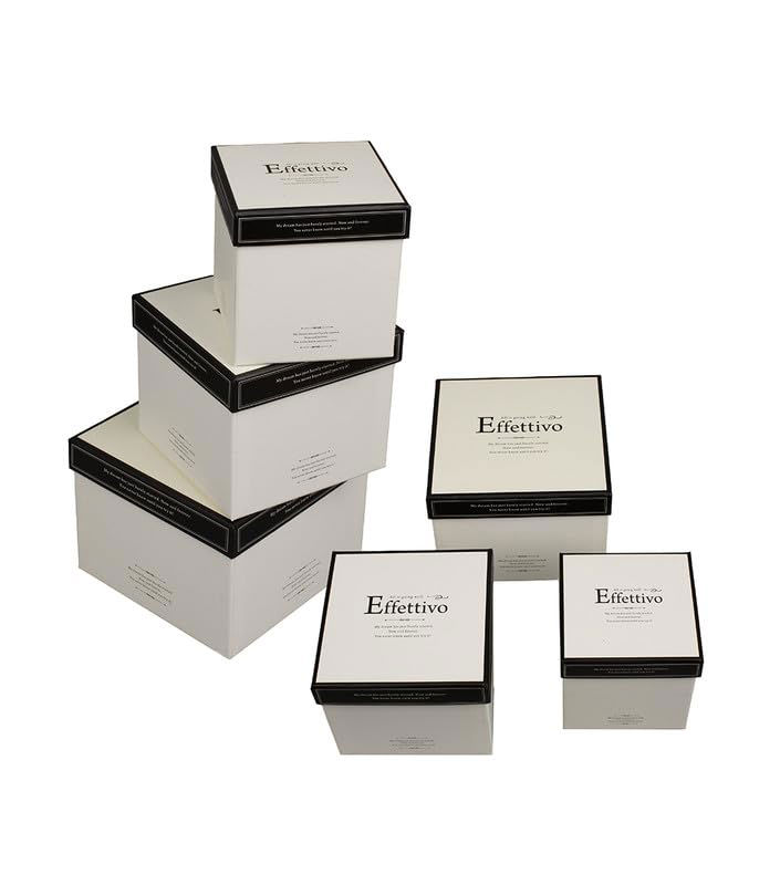 Square Paper Box, Monochrome - 3 Assorted Sizes