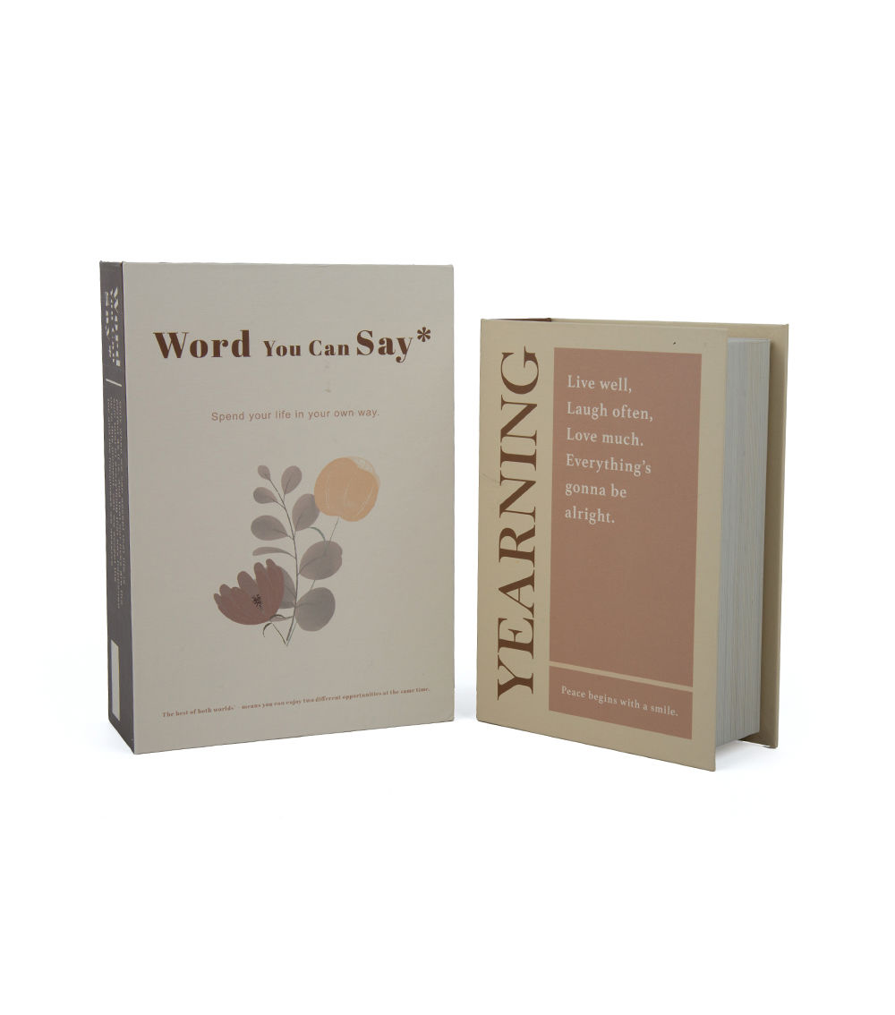 Book-Shaped Storage Box Set, Brown & Beige