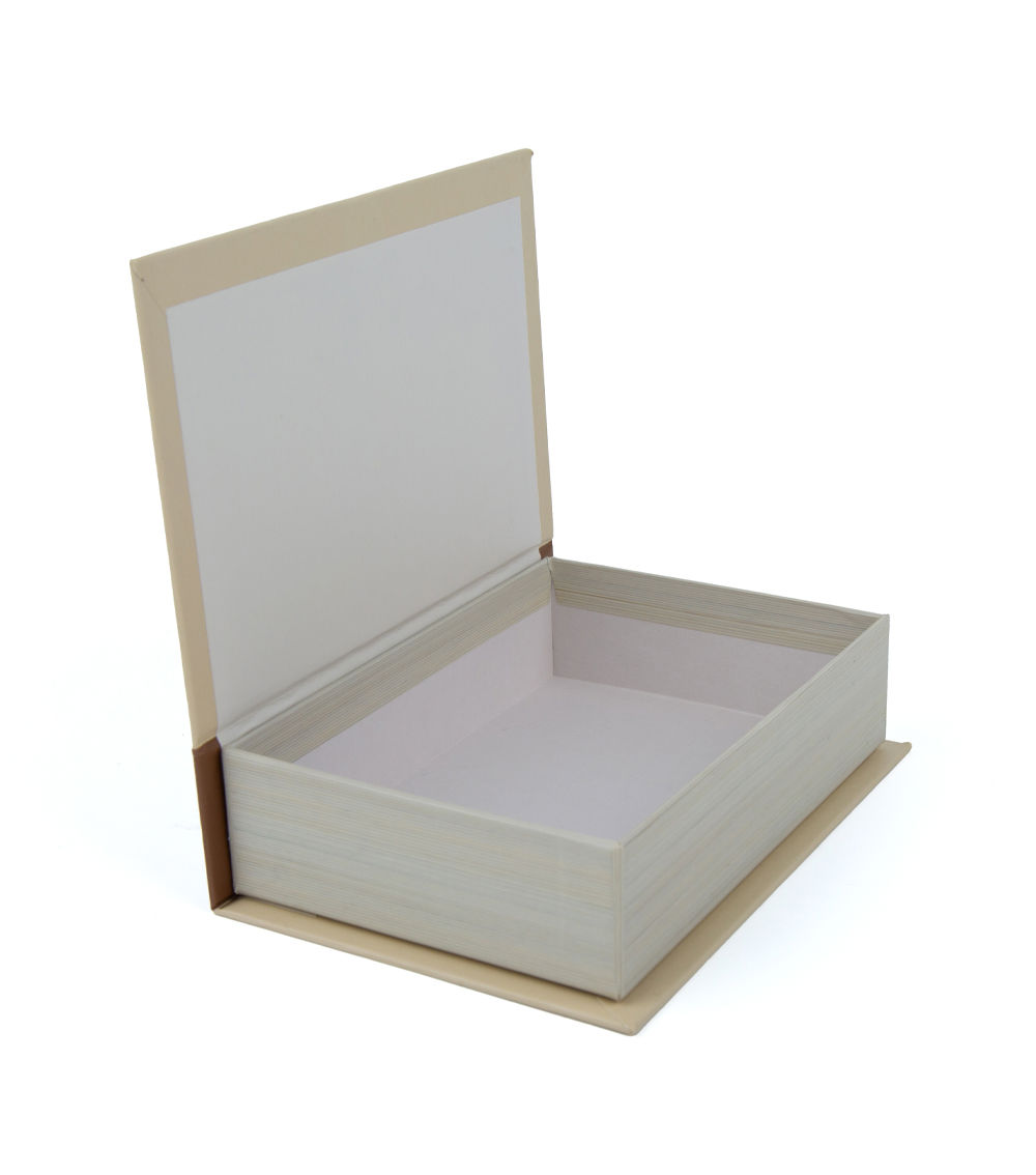 Book-Shaped Storage Box Set, Brown & Beige