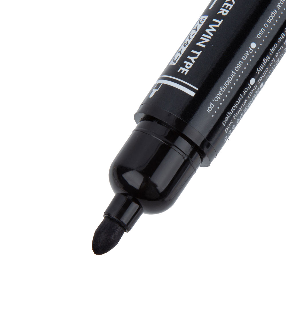 3-Piece Oil-Based Twin Tip Marker Set - Black