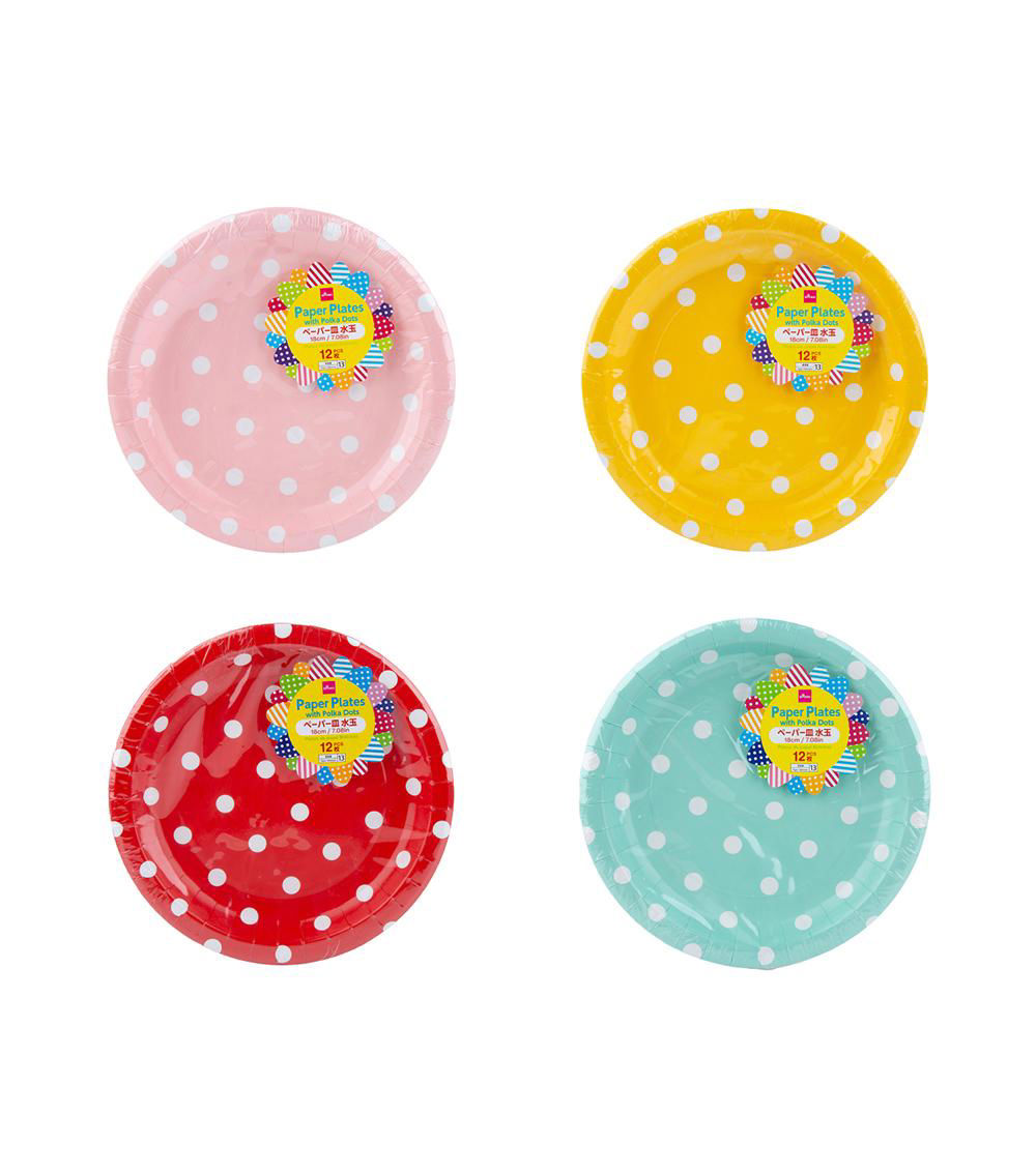 Paper Plates with Polka Dots, Assorted (1 pc)