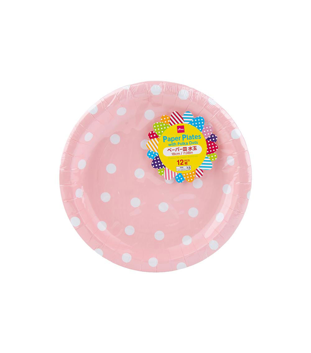 Paper Plates with Polka Dots, Assorted (1 pc)