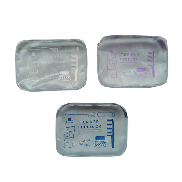 Frosted Zippered Travel Pouch, Transparent