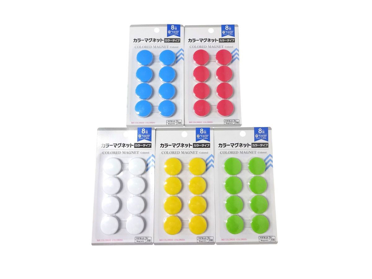 8-Piece 30mm Medium Colored Magnet Set