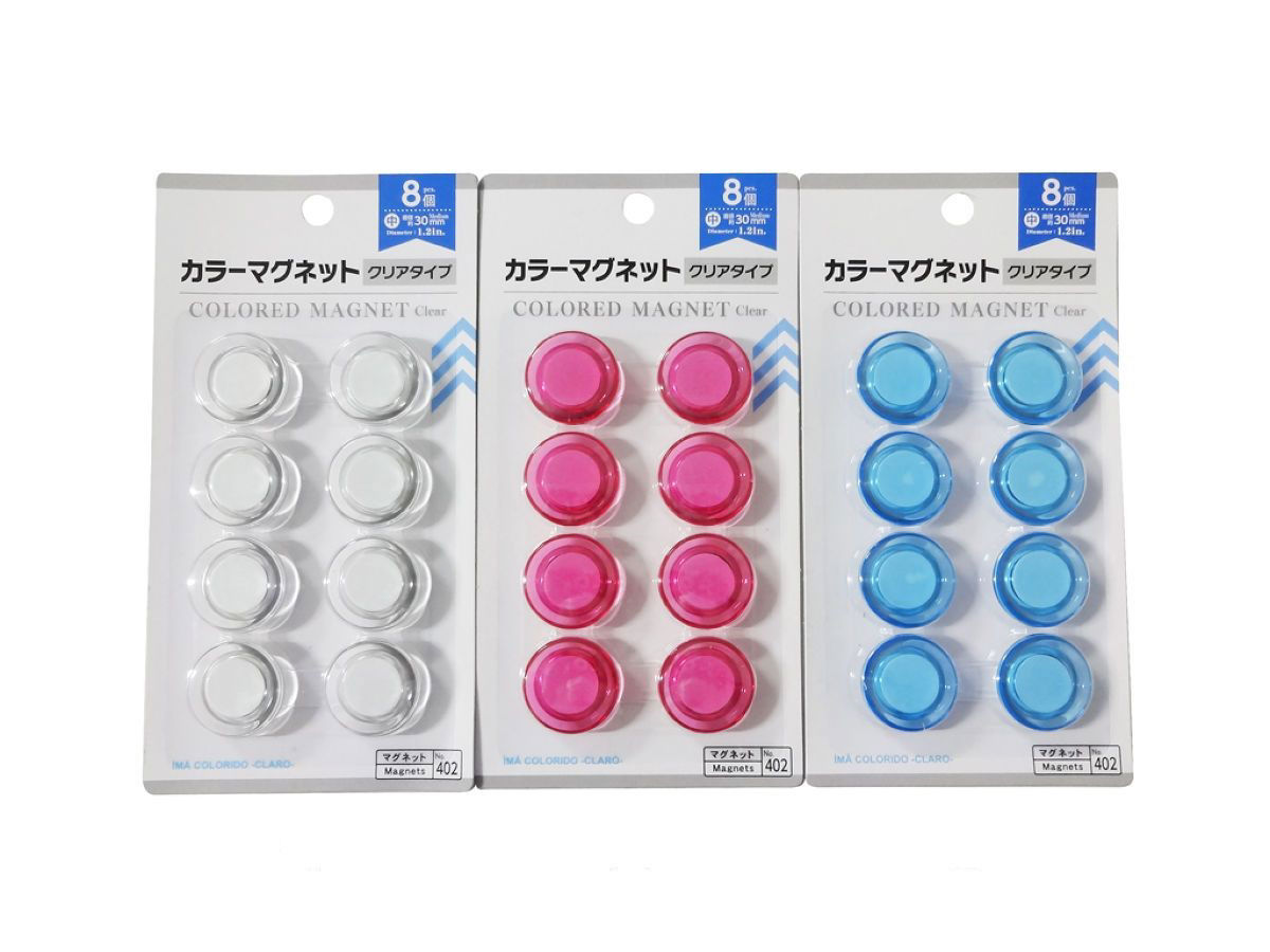 8-Piece Medium Clear Colored Magnets – White