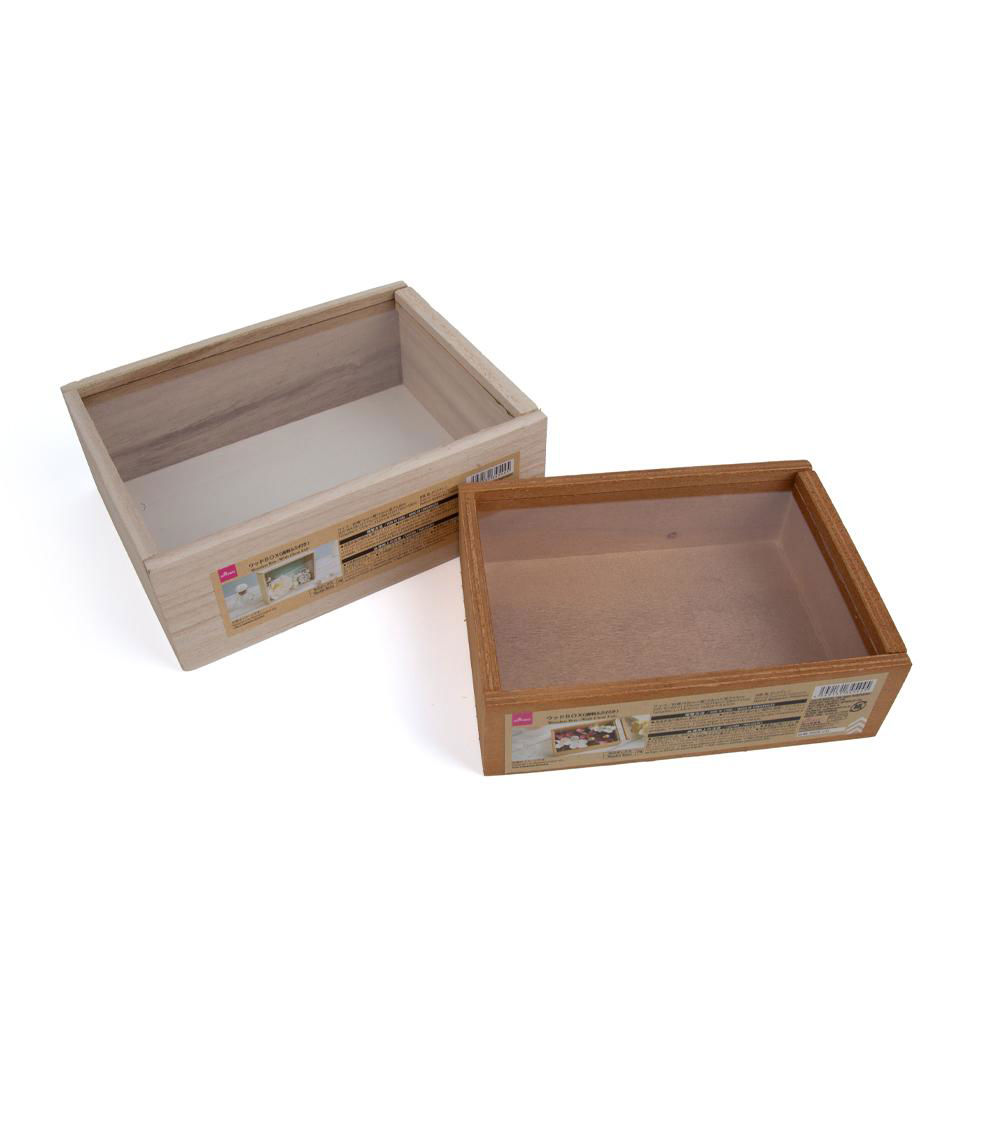 Wooden Storage Boxes with Clear Lids, Assorted (1 pc) - 31cm