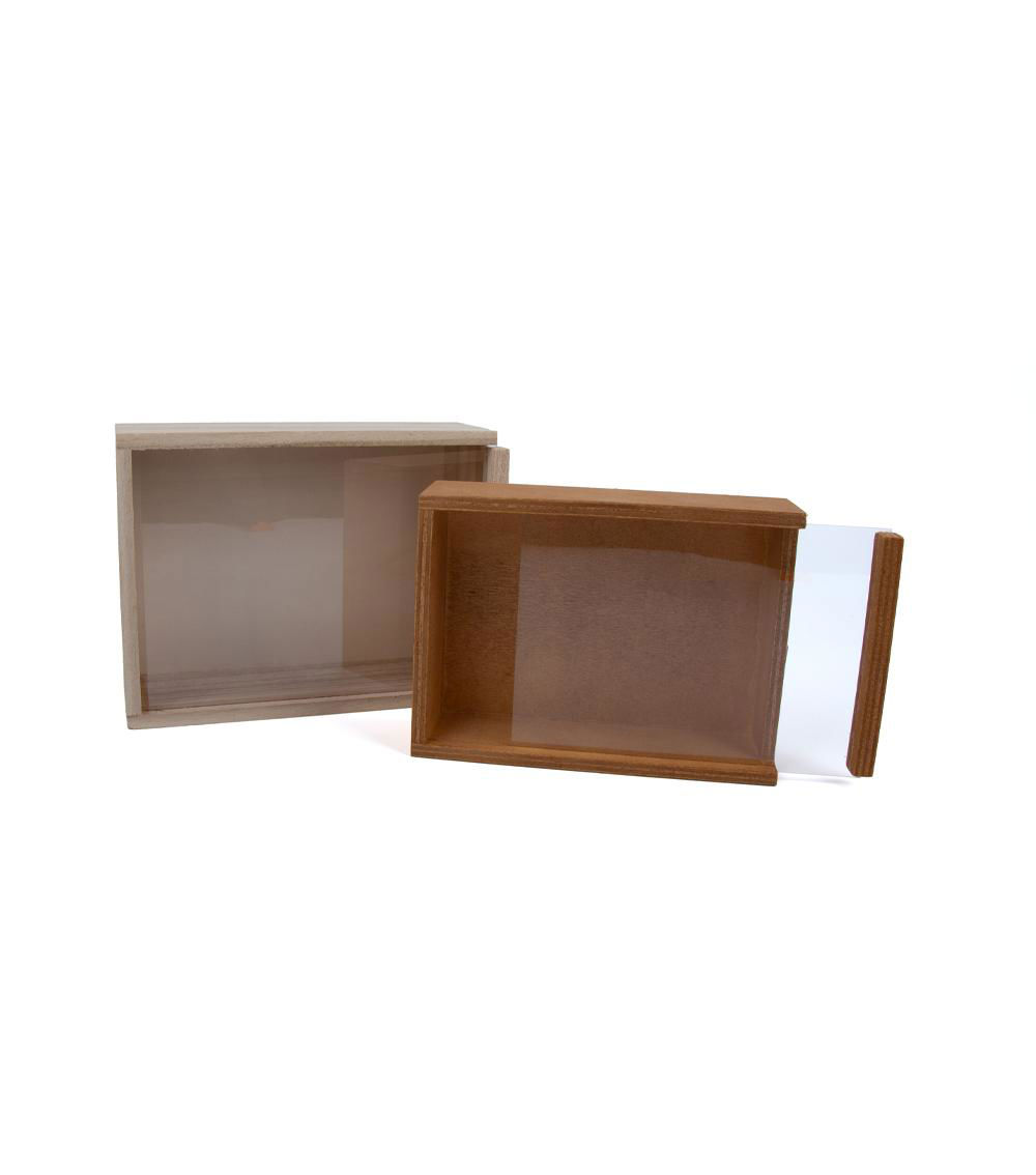 Wooden Storage Boxes with Clear Lids, Assorted (1 pc) - 31cm
