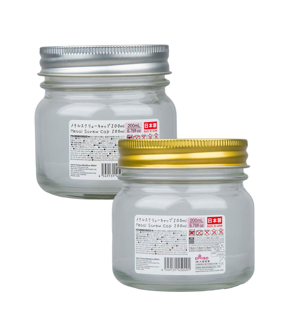 Glass Jar with Metal Screw Cap, Assorted (1 pc) - 200ml