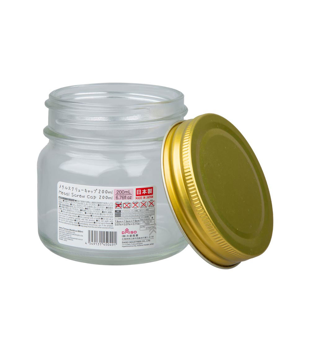 Glass Jar with Metal Screw Cap, Assorted (1 pc) - 200ml