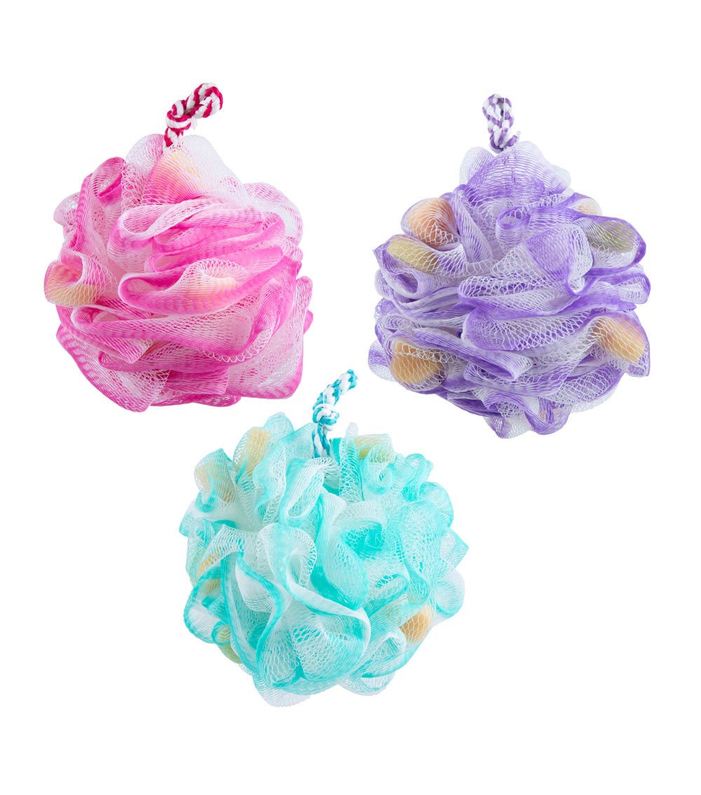 Shower Pouf with Hearts, Assorted (1 pc)