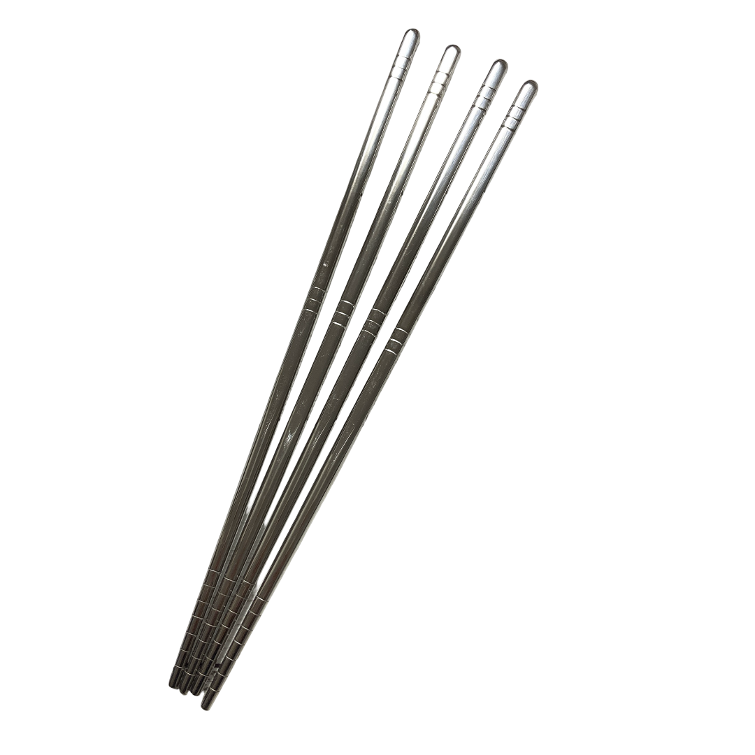 Stainless Steel Hollow Chopsticks, Silver (2 Pairs) – 23 cm