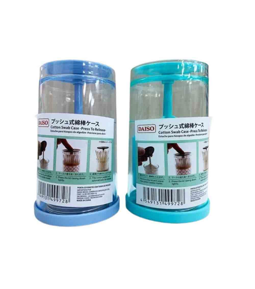 Cotton Swab Case – Press to Release, Blue