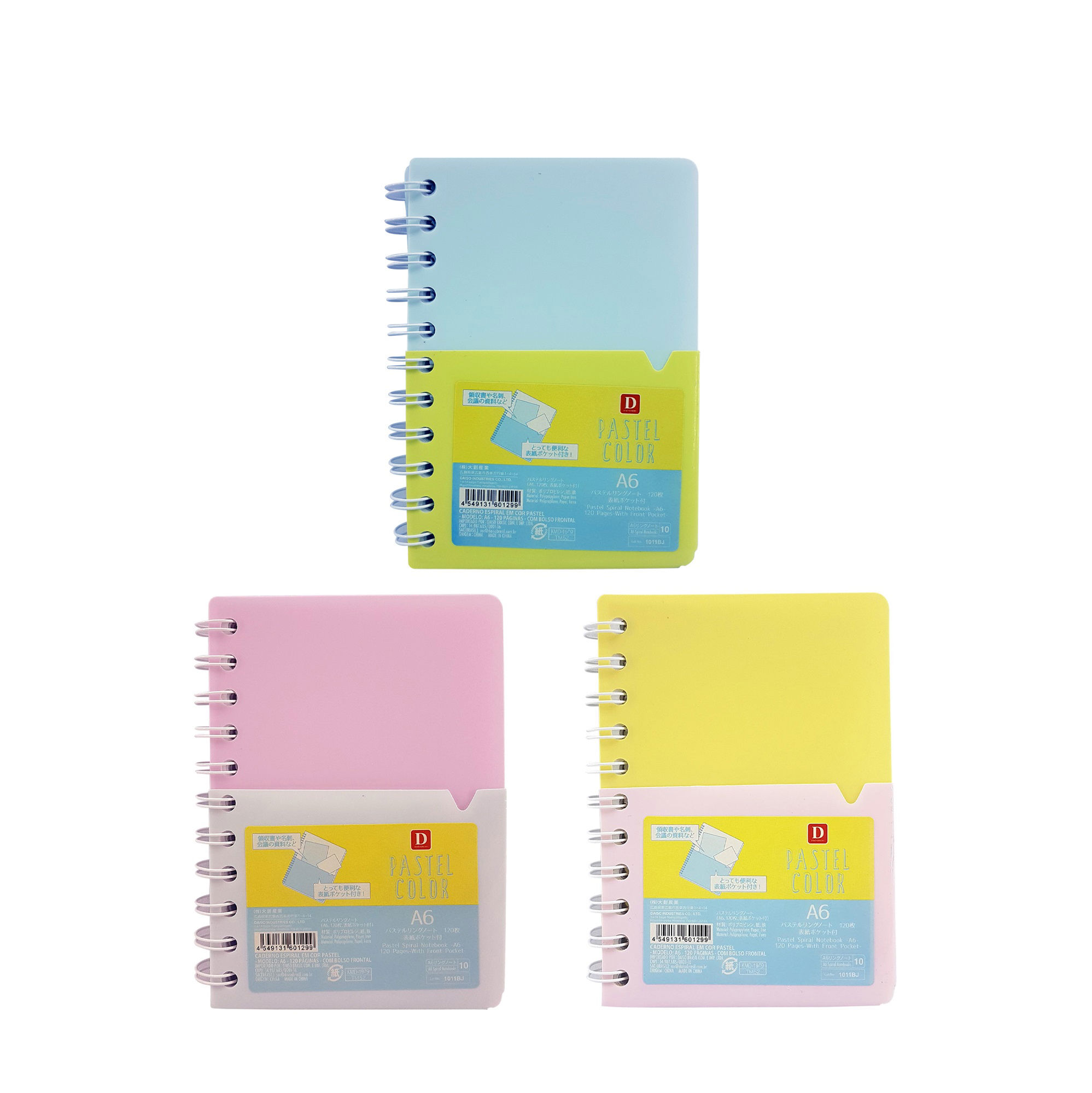 Pastel Spiral Notebook -A6 - 120 Pages - With Front Pocket-