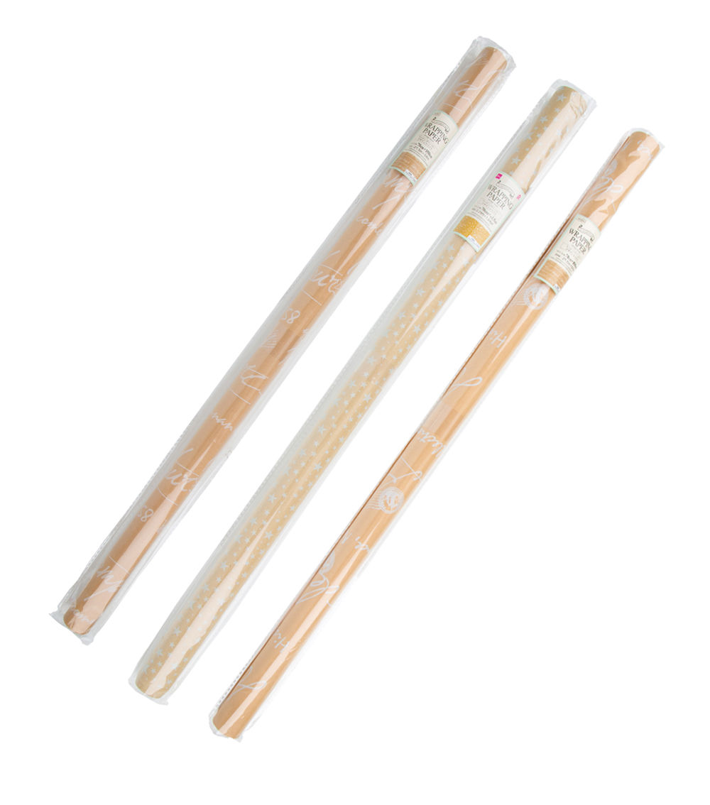Wrapping Paper Set – Kraft Style (3 Patterns, White Print)