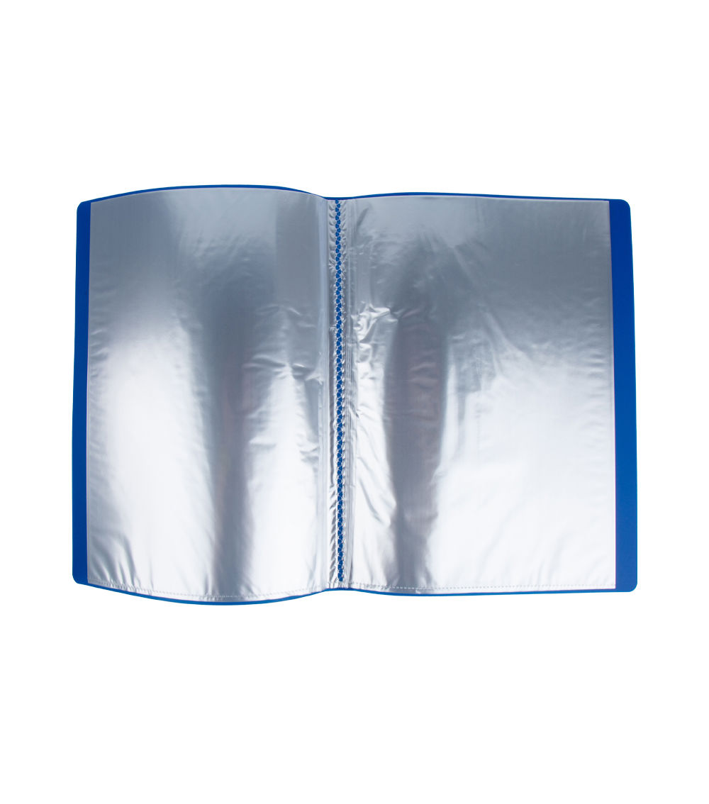 A4 Clear Book with Spine Label, Blue (40 Pockets)