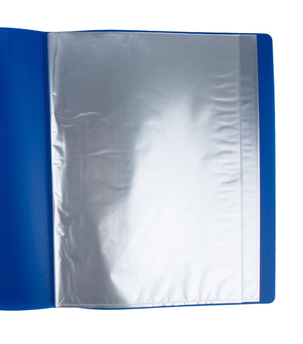 A4 Clear Book with Spine Label, Blue (40 Pockets)