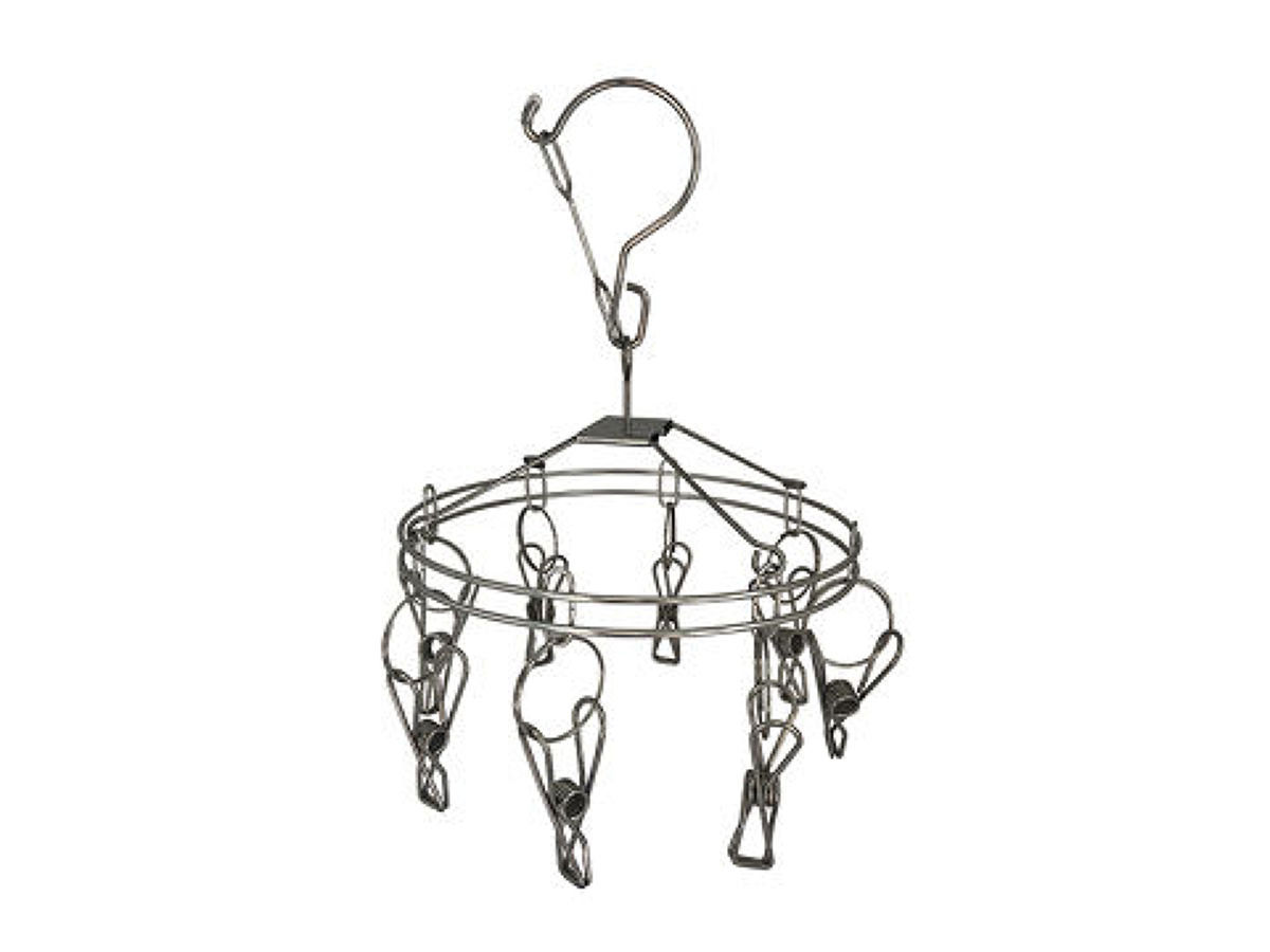 Stainless Steel Hanger – 8 Clothespins, Round