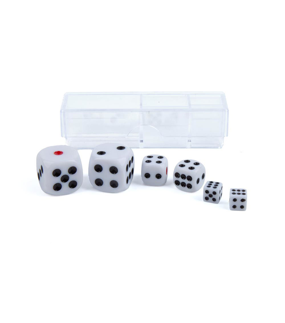 Dice with Case, Assorted (6 pcs)