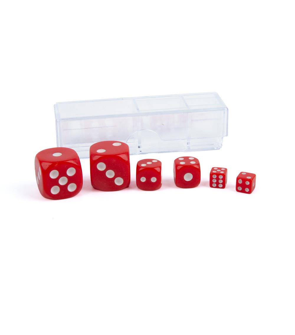Dice with Case, Assorted (6 pcs)