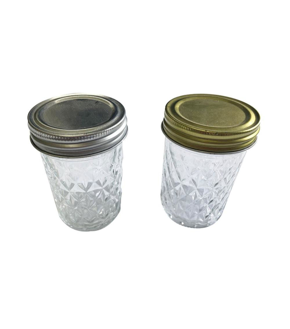 Diamond Pattern Glass Canister with Steel Lid-250ml