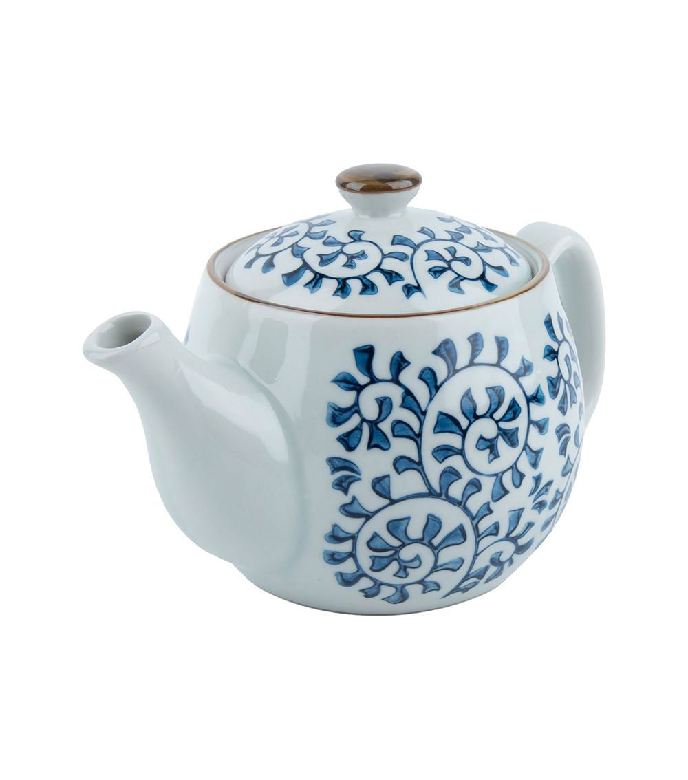 Teapot, White & Blue