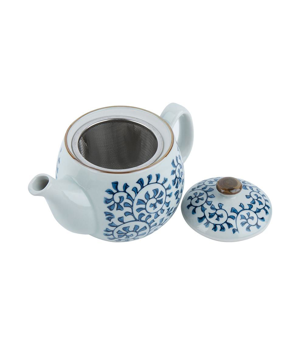 Teapot, White & Blue