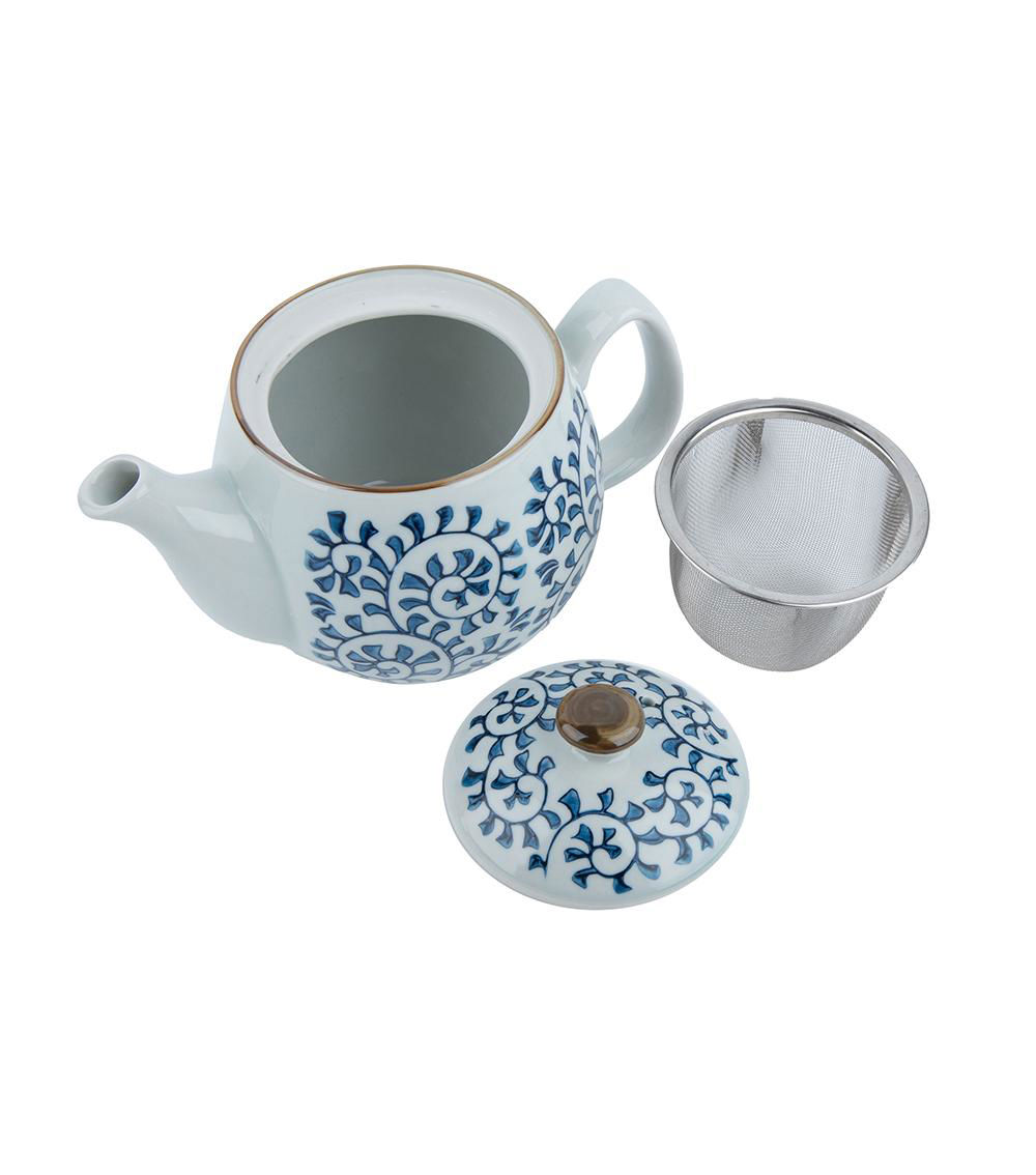 Teapot, White & Blue