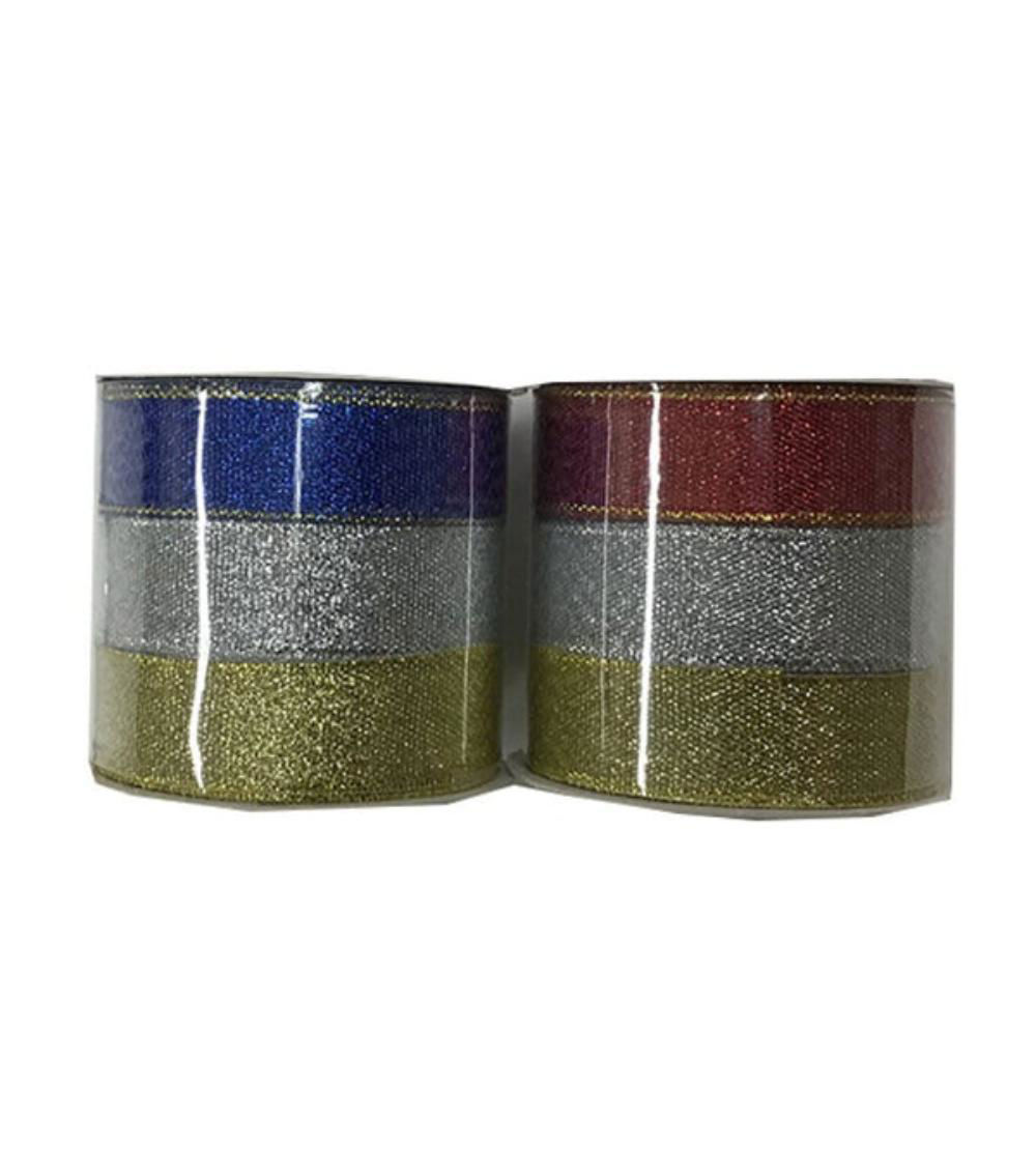 3-Piece Glitter Ribbon Set - Multicolor