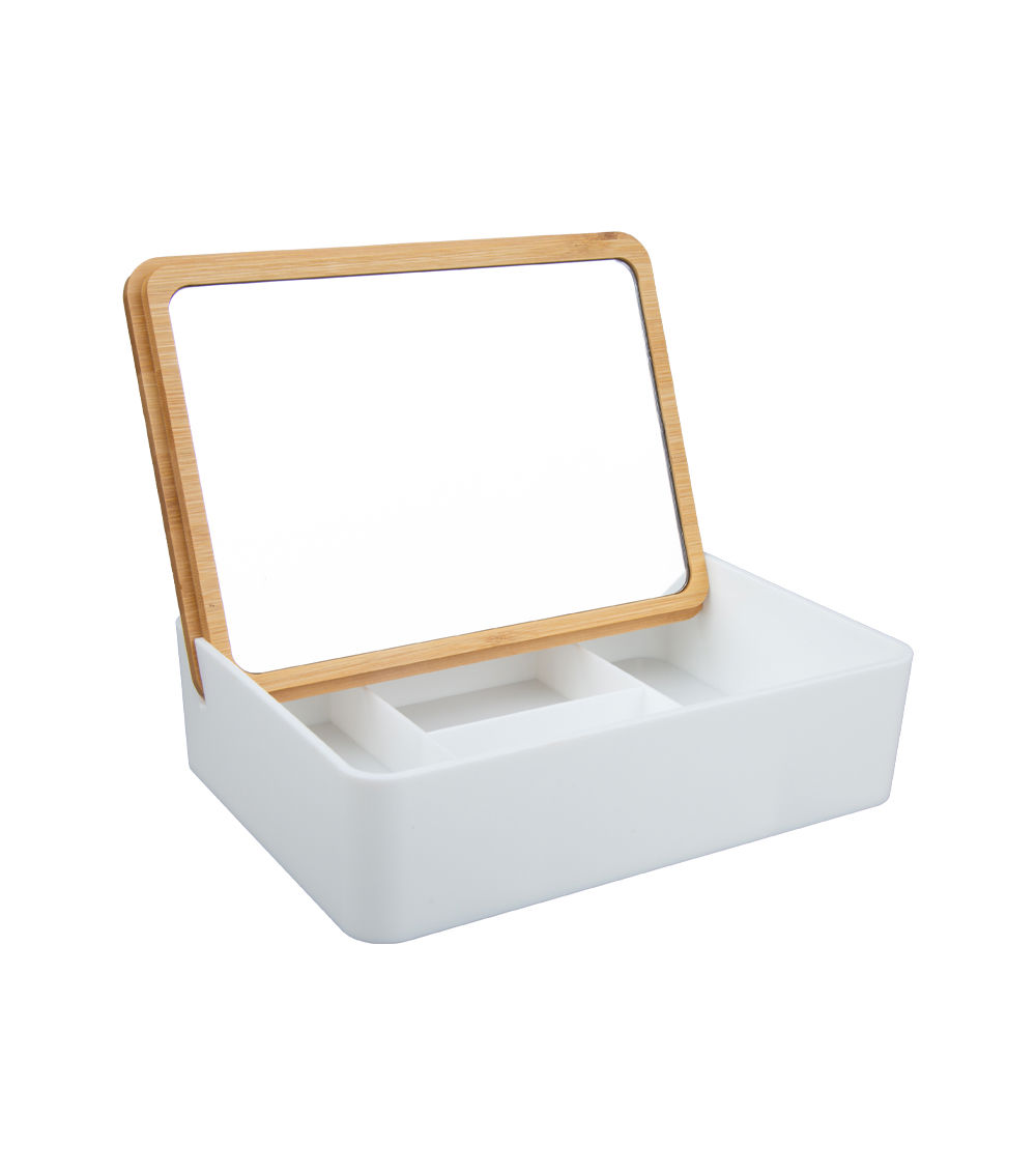 Bamboo Box Mirror – Cream
