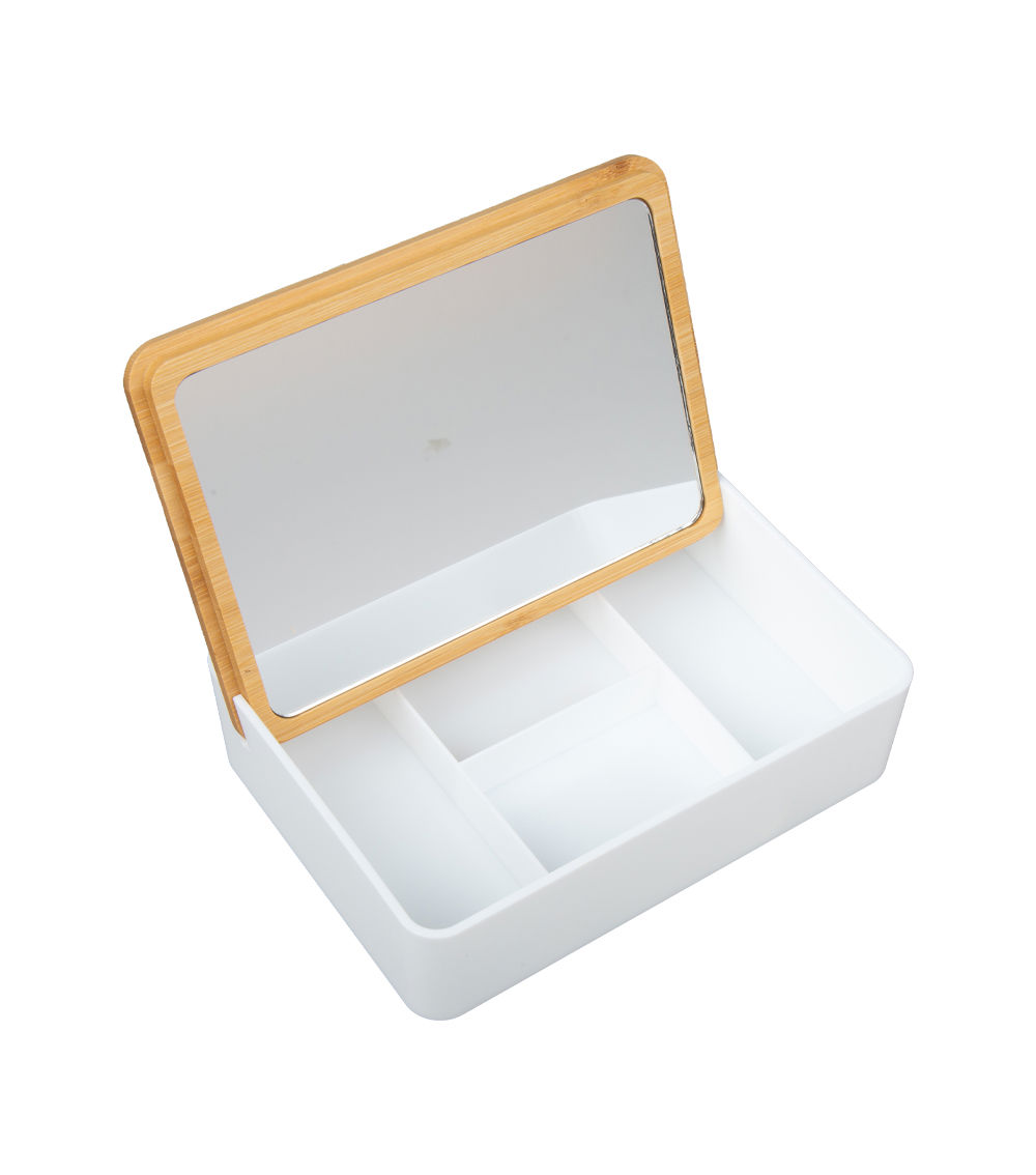 Bamboo Box Mirror – Cream