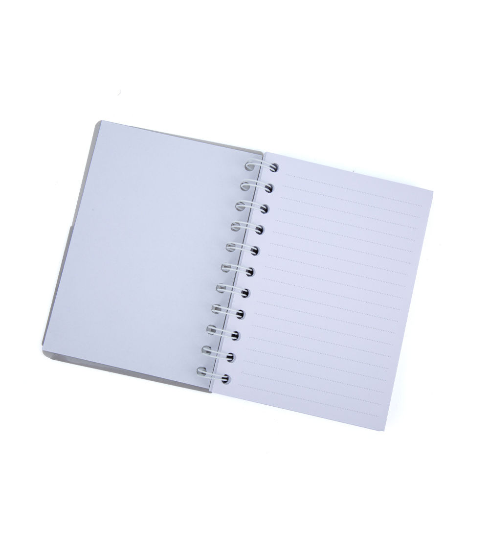 SPIRAL NOTEBOOK -A6 - 120 PAGES - WITH FRONT POCKET - SMOKY