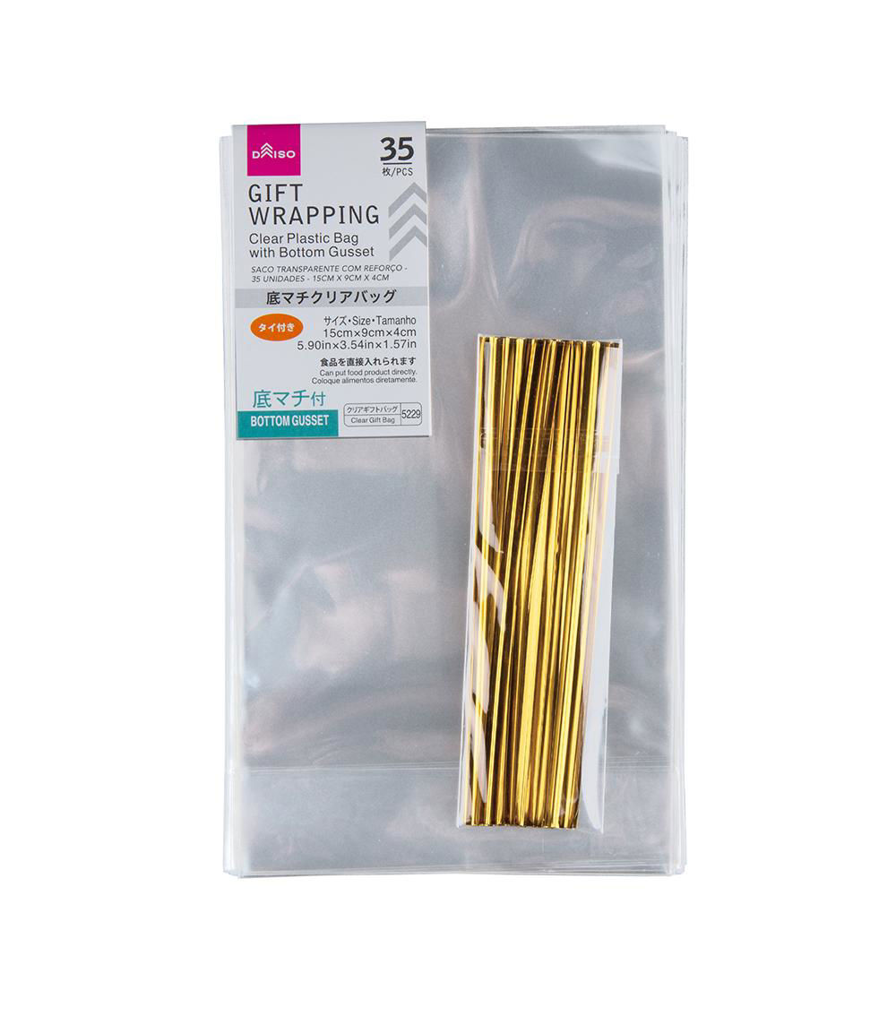 Plastic Bag with Bottom Gusset, Clear (35 pcs)