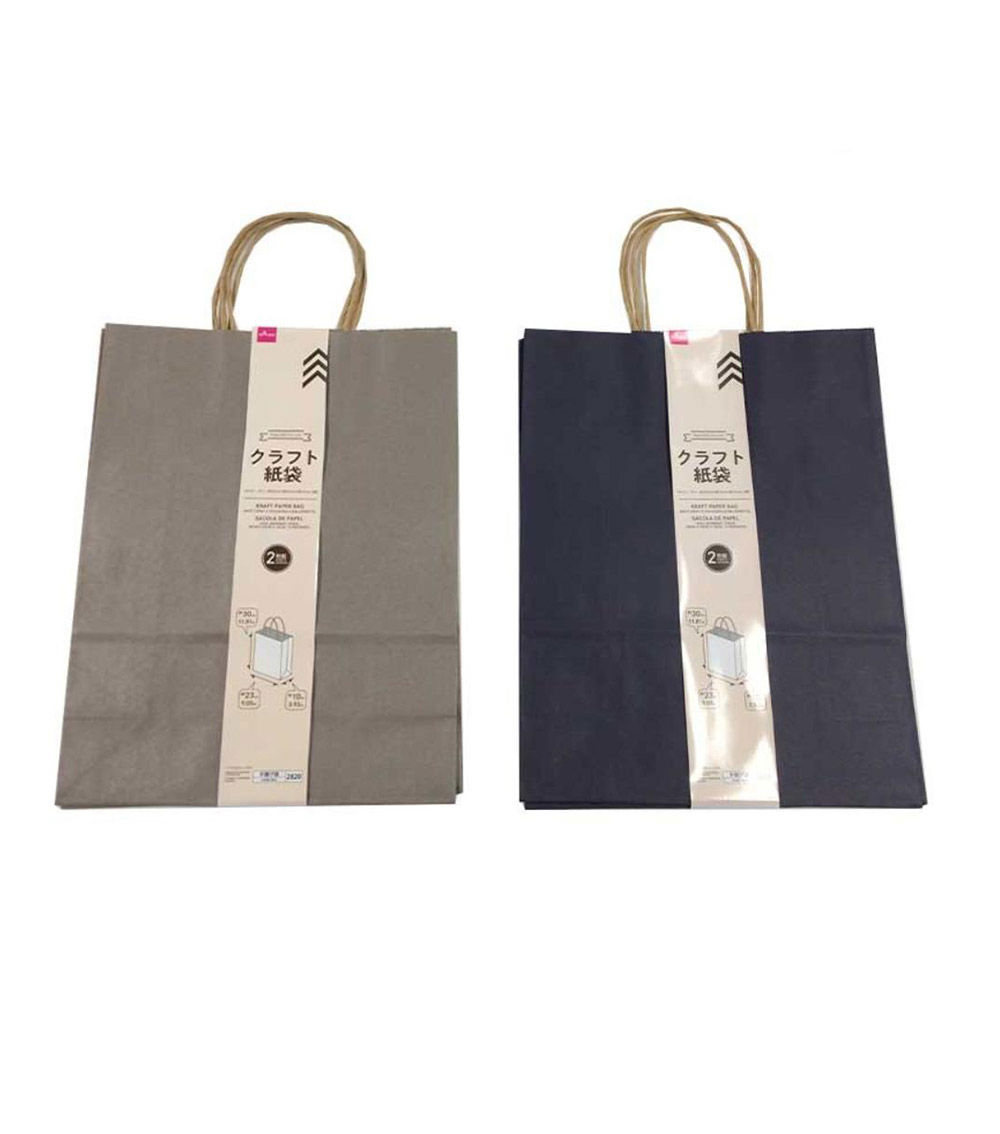 Kraft Paper Bag (Navy & Gray, 2-Pack)