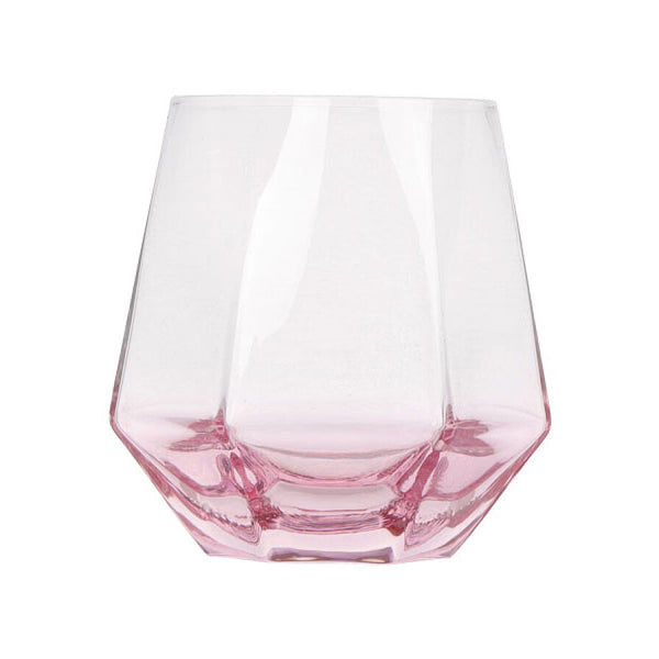 Hexagonal Glass Tumbler – Pink Base