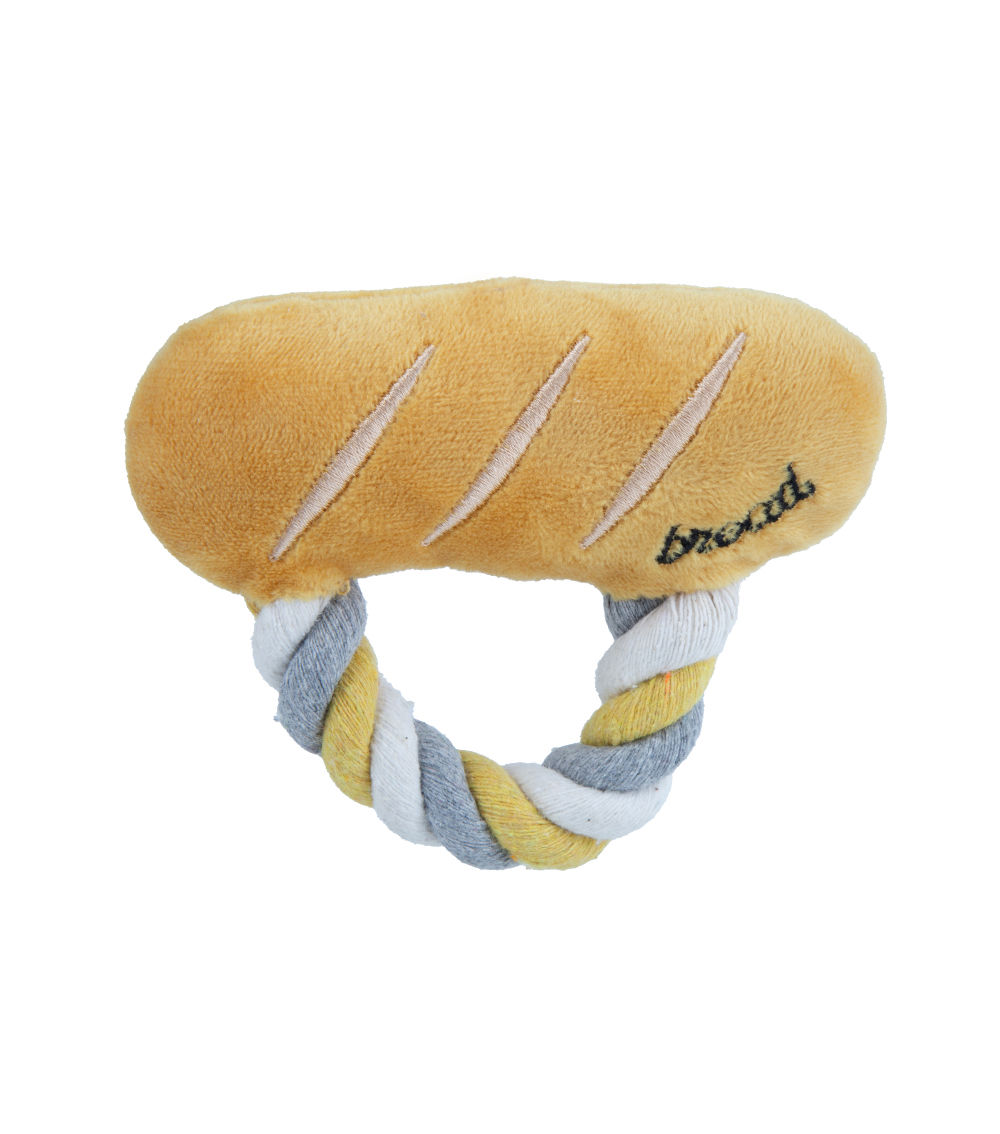 French Bread Plush Toy with Rope for Pets