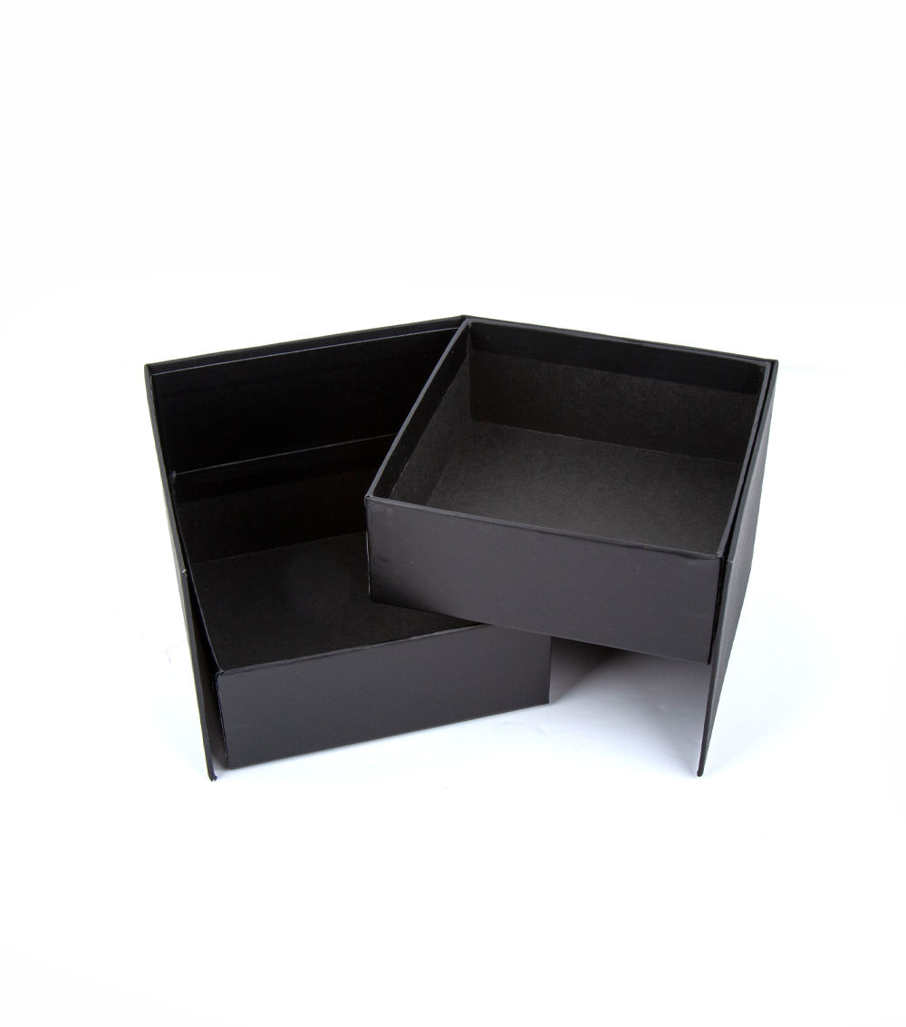 2-Tier Paper Box, Black (11.48cm x 11.48cm x 8.69cm)