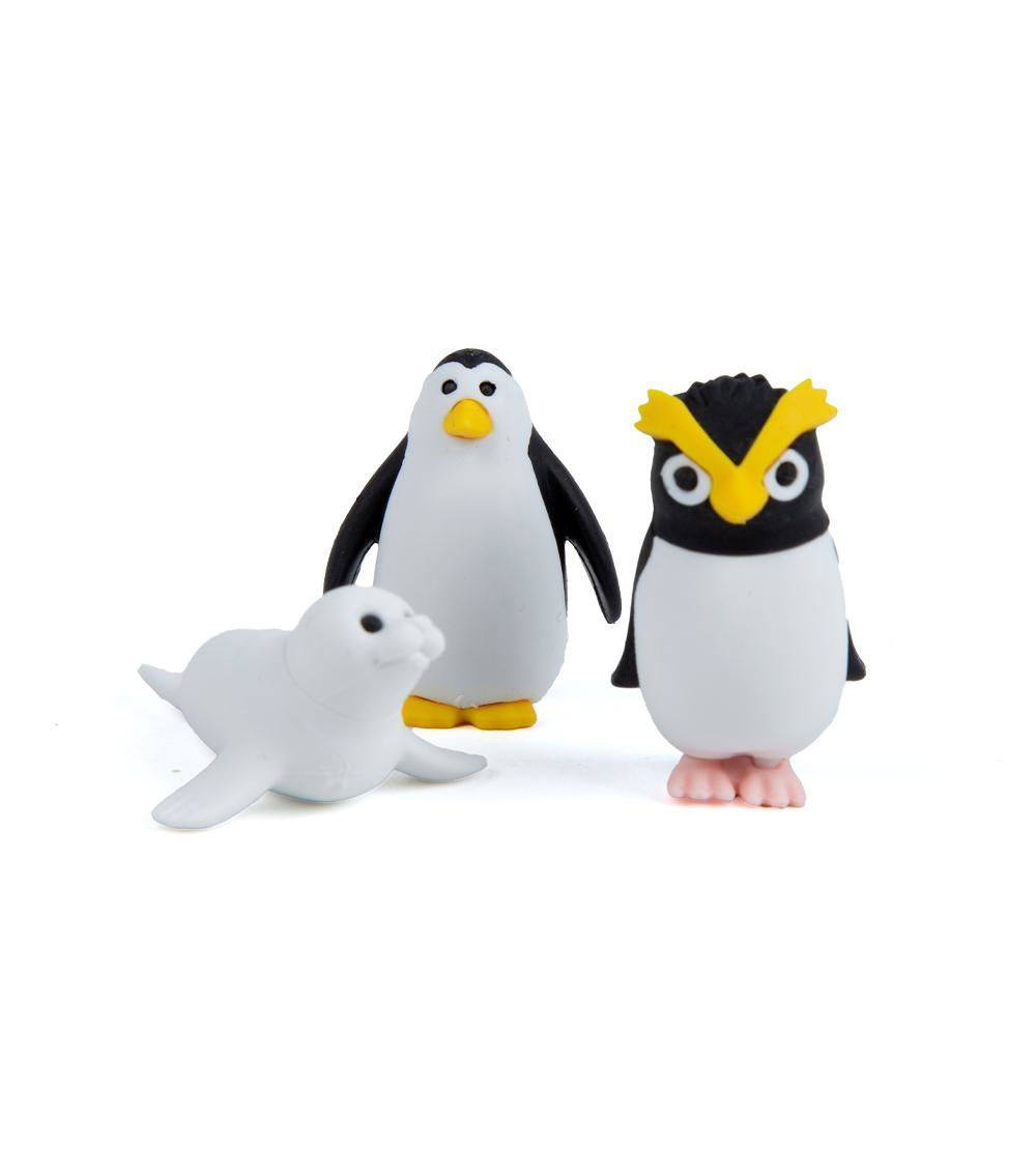 Antarctic Creatures Erasers, Black & White (3 pcs)