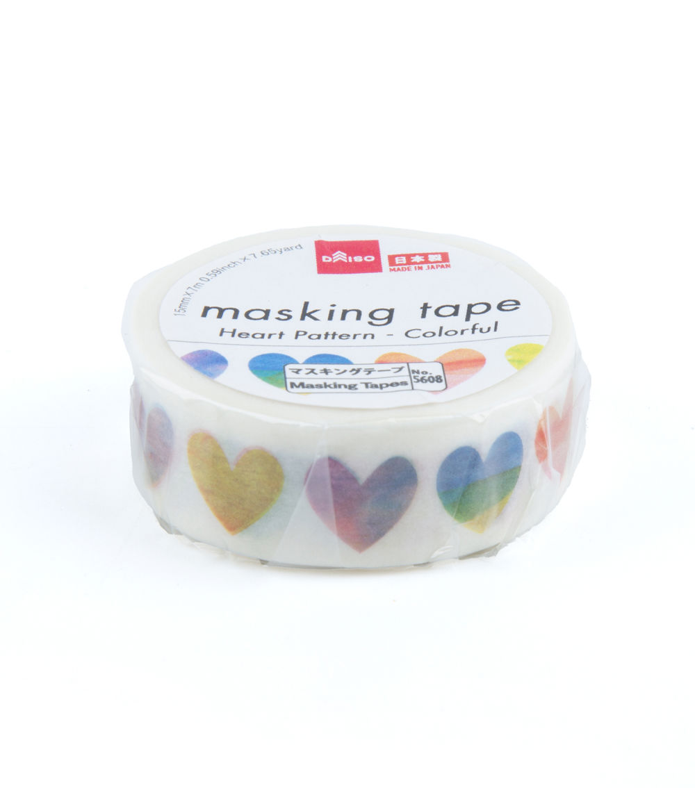 Heart Pattern Masking Tape, Multicolor