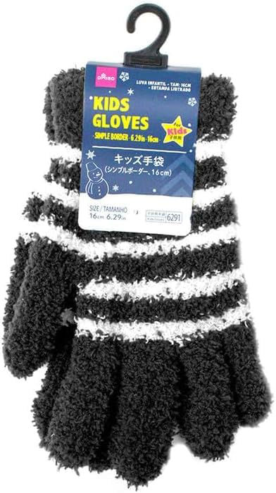 Kids Fuzzy Winter Gloves – Soft Striped Thermal