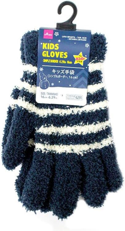 Kids Fuzzy Winter Gloves – Soft Striped Thermal