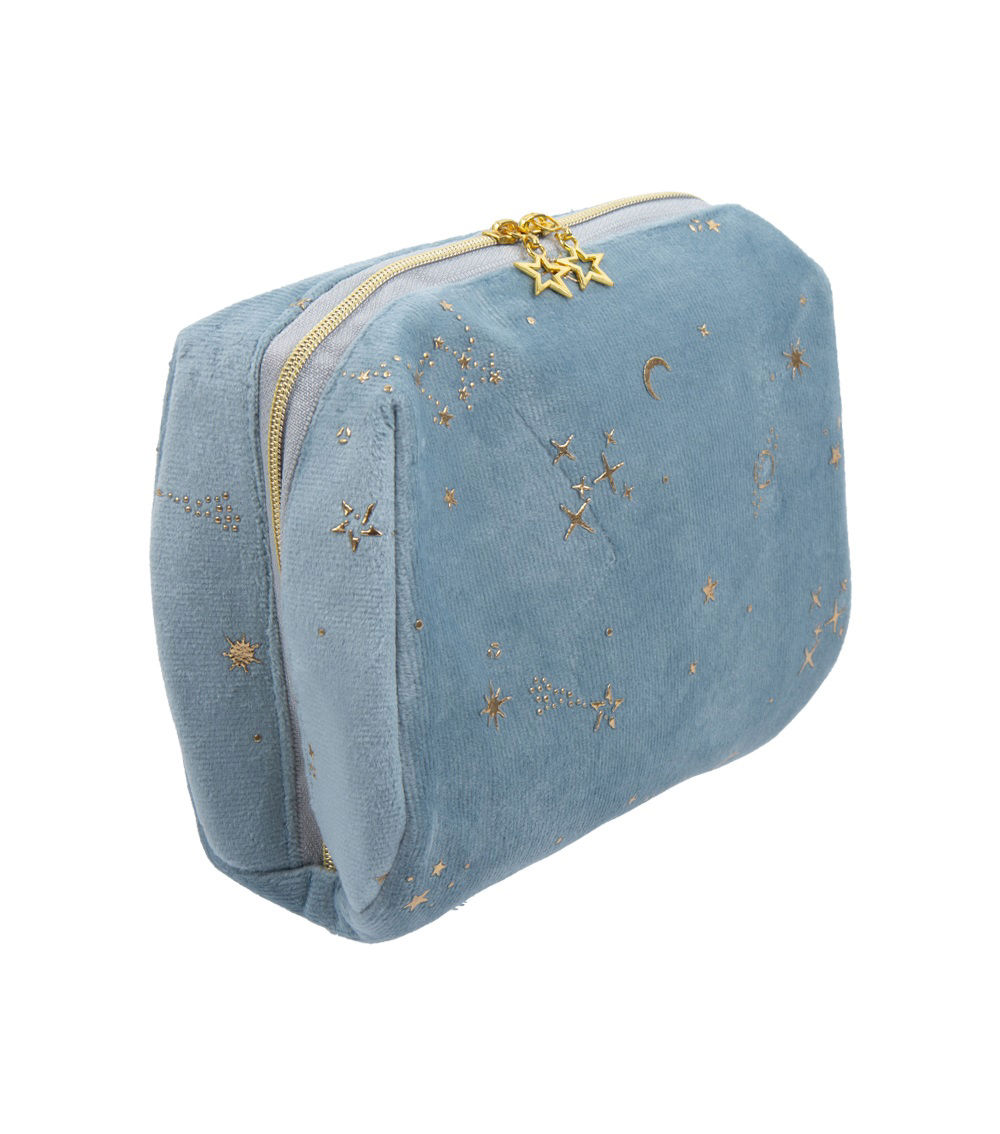 Square Star Pattern Velour Feel Pouch, Assorted (1 pc)