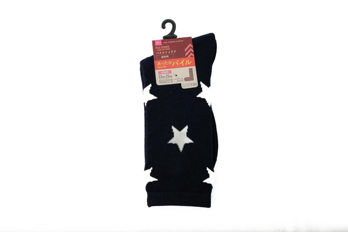 Warm pile knee-high socks with star pattern