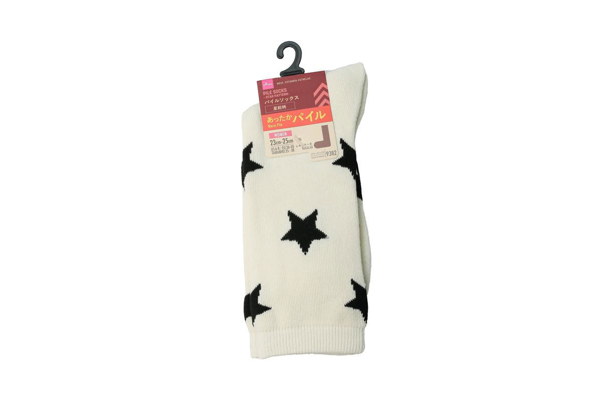 Warm pile knee-high socks with star pattern