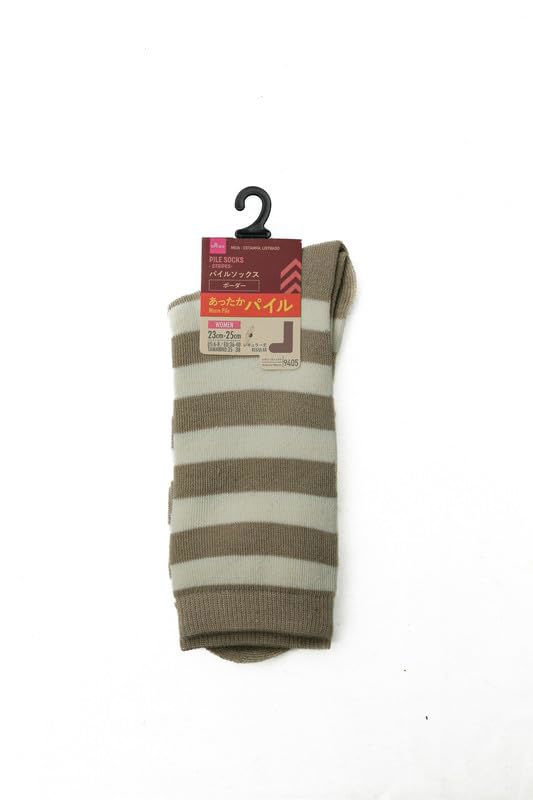 Warm pile knee-high socks with striped pattern