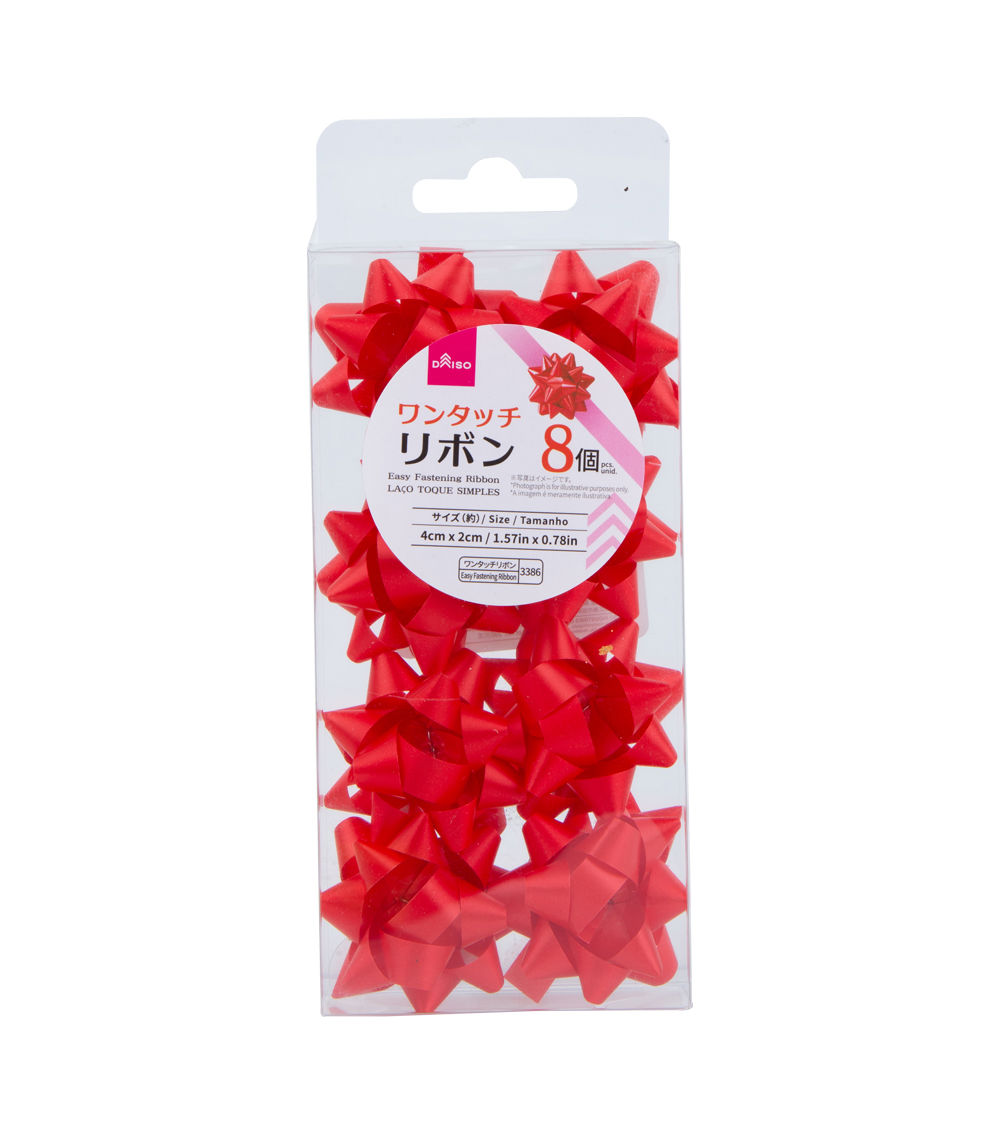 Medium Easy Fastening Ribbon, Red (8 pcs)