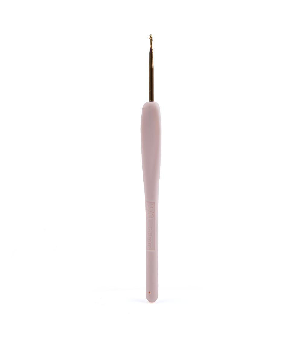 Crochet Hook, Light Pink & Silver (1 pc) - 2.0mm
