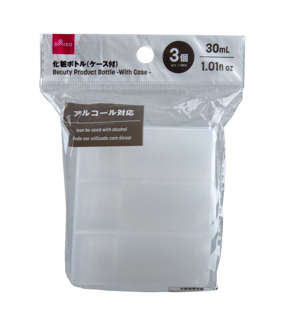 Beauty Product Bottle Set with Case – White (30 ml - 3 Pcs)