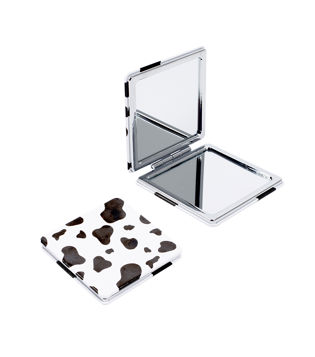 Cow Print Square Compact Mirror – Dual-Sided