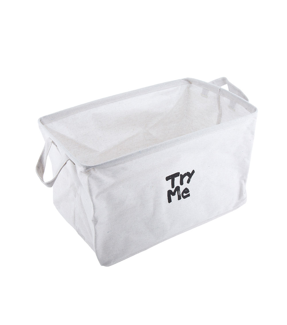 Fabric Storage Box, White (38cm x 26cm x 23cm)