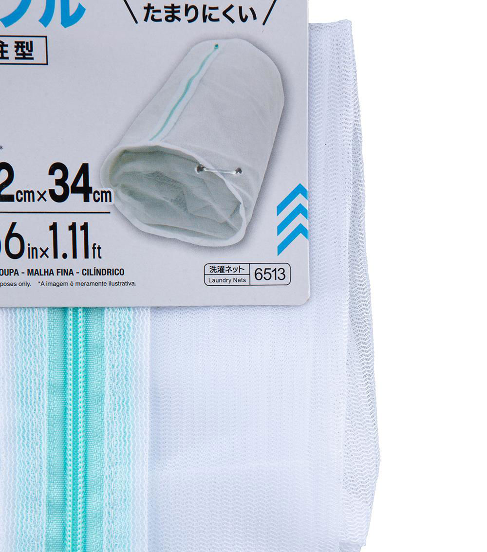 Reversible Cylindrical Laundry Net, White & Blue